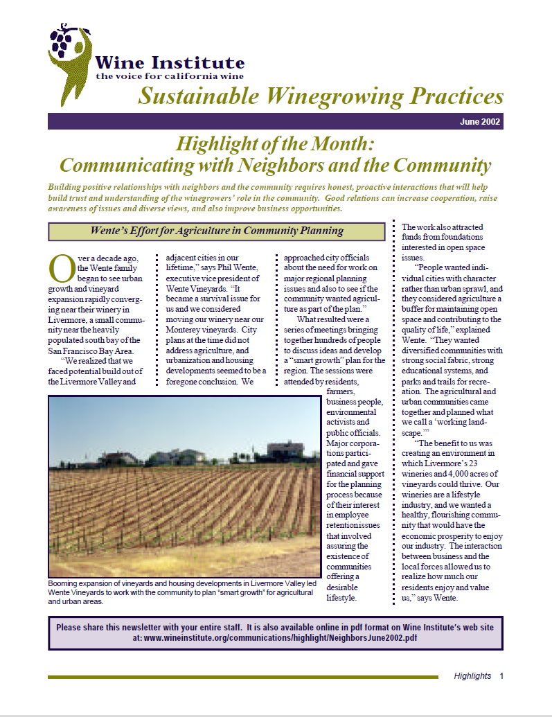 Highlights Newsletter - Communicating with Neighbors and the Community
